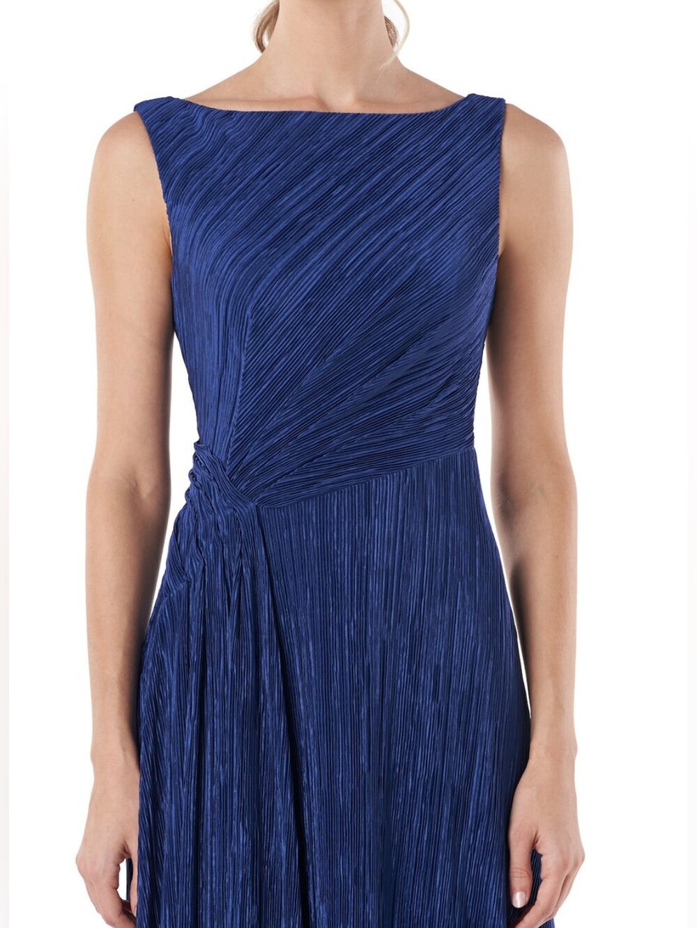Kay Unger Contessa Navy Blue Evening Gown - Sleeveless Boat Neck - Picture 2 of 6